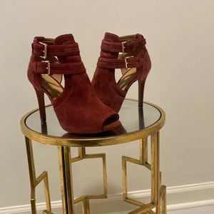 MK WINE Booties 7M Peep Toe Platform